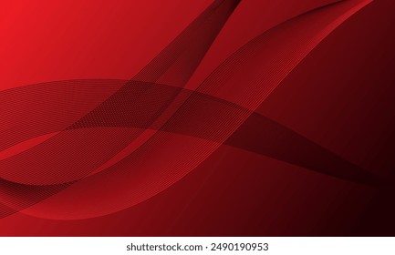 red smooth lines wave curves on soft gradient abstract background