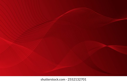 red smooth lines wave curves on soft gradient abstract background