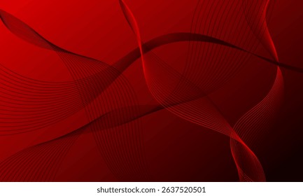 red smooth lines wave curves with soft gradient abstract background