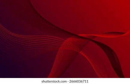 Curvas de onda de líneas suaves rojas sobre fondo abstracto de gradiente suave