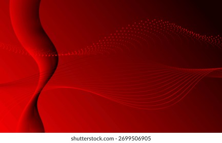 Curvas de onda de líneas suaves rojas sobre fondo abstracto de gradiente suave