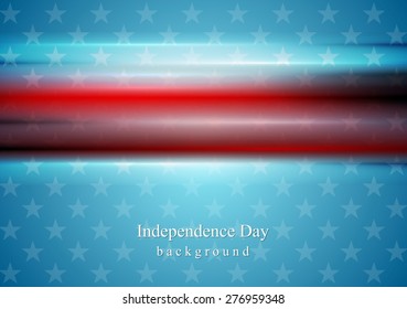 Red smooth stripes on blue star background. Usa Independence Day vector background