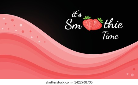 Red smoothie logo fruit shake vector illustration. Fresh smoothies drink or ice cream splash with strawberries smoothie logo for drink energy promo landing page or summer fast food season menu