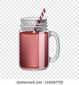 Red smoothie mockup. Realistic illustration of red smoothie vector mockup for on transparent background
