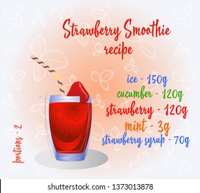 Red smoothie recipe. Fresh organic smoothie ingredients. Health or detox diet food concept.