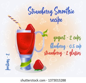 Red smoothie recipe. Fresh organic smoothie ingredients. Health or detox diet food concept.