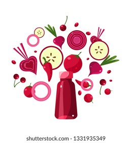 Red Smoothie Recipe. Illustration of Ingredients