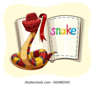 Red snake and a book illustration
