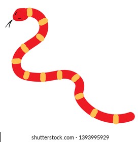 Red snake illustration vector on white background 