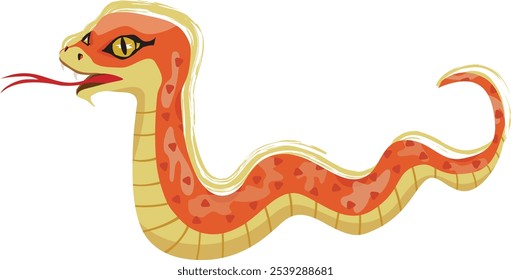 Una serpiente roja aislada sobre fondo blanco. Año de la Serpiente. Ilustración vectorial.