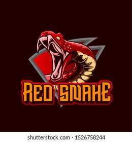 the red snake mascot logo gaming with animal illustration logo concept