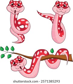 Red Snake on a Tree Vector Illustration – Exotic Wildlife Design.Red Snake on a Tree – Vector Snake, Snake Illustration, Animal Drawings, Wildlife Art.