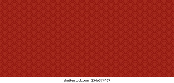 Red Snake Skin Print. Japanese and Chinese Traditional Seamless Pattern. Oriental Geometric Ornament. Deep Red Abstract Oriental Vector Pattern. Simple Elegnat Repeatable Motif of Wavy Water. RGB.