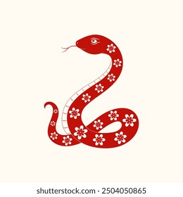 Red snake. Symbol of the New Year 2025. Vector illustration.