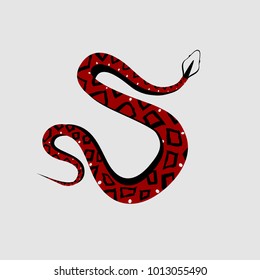 Red snake vector black white bifurcated tongue
