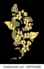 red snake vector and Cherry flower spring season vector illustration background.Poster design Red snake Reptile and Sakura flower for printing and tattoo.