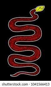 Red snake vector.Lampropeltis triangulum vector.Sticker and hand drawn snake for tattoo.Red snake Reptile on white background.