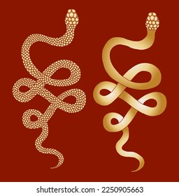 Red snake vector.Lampropeltis triangulum vector.Sticker and hand drawn snake for tattoo.Red snake Reptile on white background.