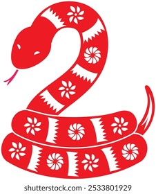 Red Snake Zodiac Animals for Chinese Lunar New Year.