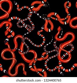Red snakes. Vector seamless pattern
