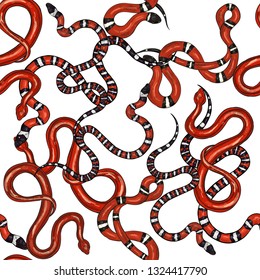 Red snakes. Vector seamless pattern
