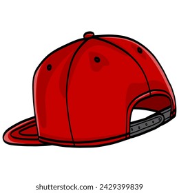 Red Snapback Baseball Cap Hat Illustration Vector