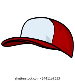 Red Snapback Trucker Hat Baseball Cap Illustration Vector Icon