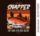 Red Snapper Fish Logotype in Colorful Vector Cartoon Illustration for sticker badge emblem t-shirt banner invitation