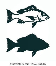 red snapper fish silhouette vector art