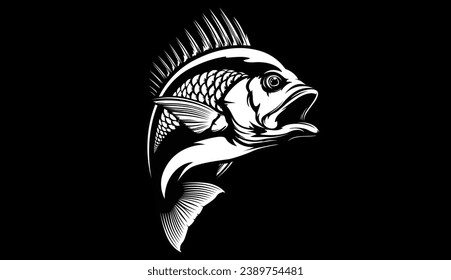 Red snapper isolated vector illustration. Fishing logo of red snapper. Fishing emlem for company or sport club. Marine theme background. NOT AI.
