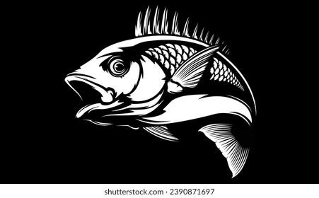 Red snapper isolated vector illustration. Fishing logo of red snapper. Fishing emlem for company or sport club. Marine theme background. NOT AI.