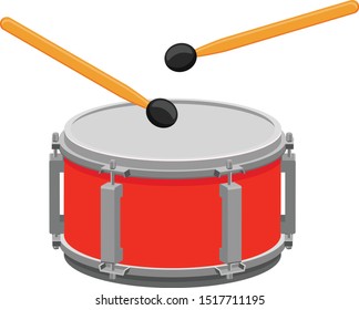 Red snared drum with mallet sticks vector