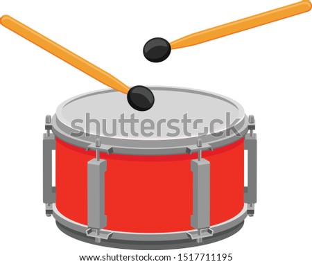 Red snared drum with mallet sticks vector