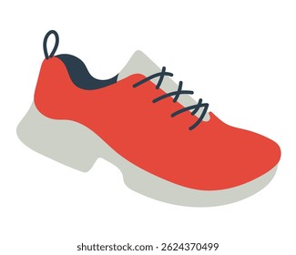 Red sneaker shoe, boot. Sport icon. Vector fitness illustration
