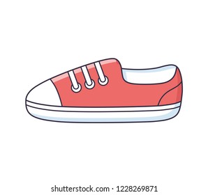 Red sneaker shoe isolated