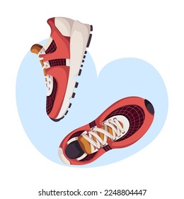 Red Sneakers. Healthy lifestyle, sport, fitness, training, sportswear, workout concept. Isolated vector illustration.