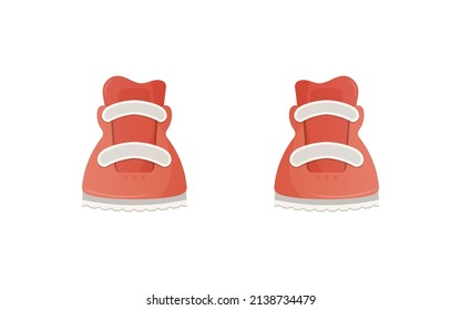 Red sneakers isolated on white background. Cartoon style. Vector.