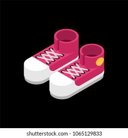 Red Sneakers isometric style. Sport shoes isolated. Vector illustration
