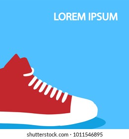 red sneakers on blue background poster