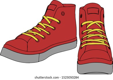 red sneakers on a white background vector