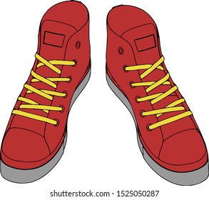 red sneakers on a white background vector