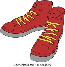 red sneakers on a white background vector