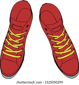 red sneakers on a white background vector