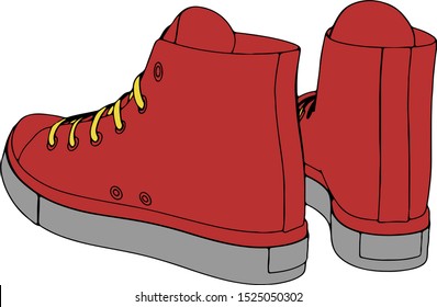 red sneakers on a white background vector