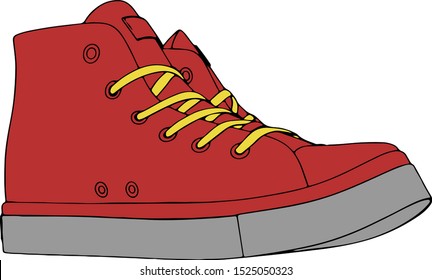 red sneakers on a white background vector