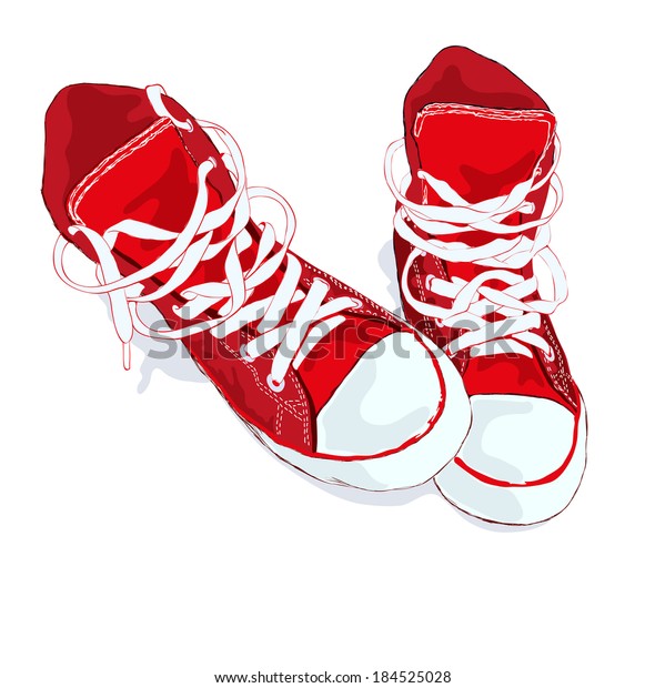 Red Sneakers On White Background Vector Stock Vector (Royalty Free ...