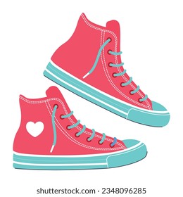 Red sneakers. Vector, colorful illustration in a flat style.