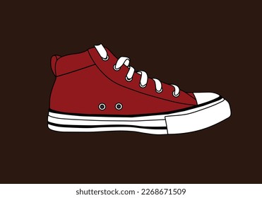 Red sneakers, vintage, vector illustration
