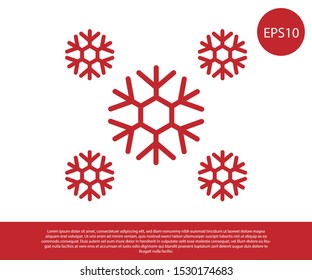 Red Snow icon isolated on white background.  Vector Illustration