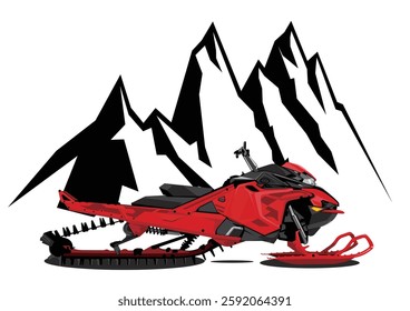red snow vehicle with a nature concept.
This illustration is very suitable for use as screen printing for t-shirts, communities, advertising boards, shop identities, and others